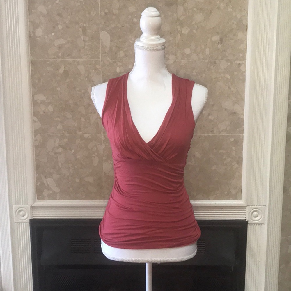 💎 H&M ruched surplice top in burnt sienna color